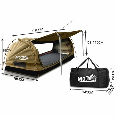 Mountview Double Swag Camping Swags Canvas Dome Tent Free Standing
