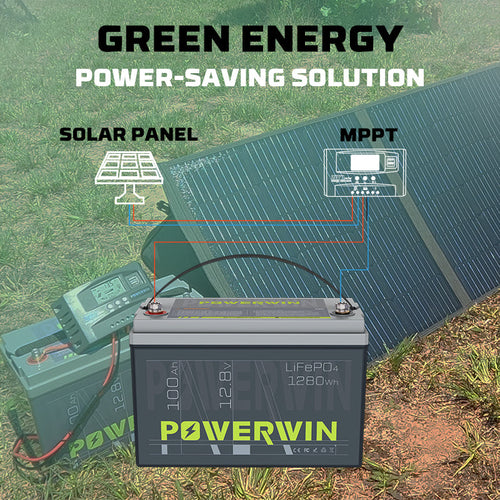 Powerwin BT100 LiFePO4 Deep Cycle 1280Wh with BMS 4000+ Cycles for
