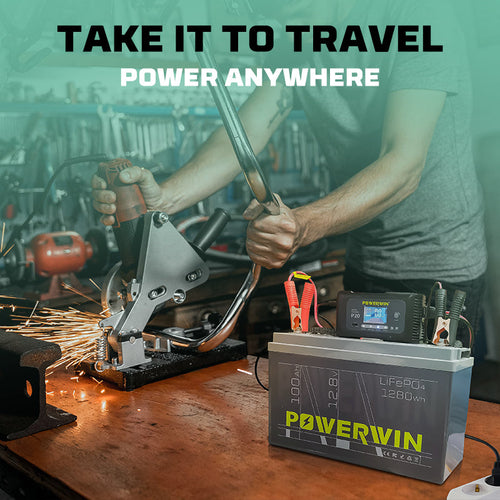 Powerwin BT100 LiFePO4 Deep Cycle 1280Wh with BMS 4000+ Cycles for