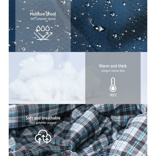 Weisshorn Sleeping Bag Double Pillow Thermal Camping Hiking Tent Blue