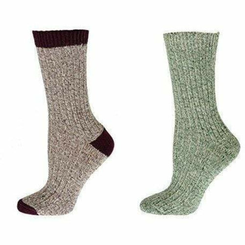 Women's Outdoor Boot Hiking Marled Twisted Cotton 2 Pair Pack Socks